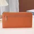 Portafoglio lungo in vera pelle arancione da donna con protezione RFID di sicurezza - Arancione