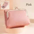 Elegant pink pebble grain leather tri-fold wallet for women with RFID blocking and clasp - Light Pink
