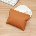 Brown lychee grain mini coin purse with spring clip closure for coins and keys - Brown
