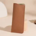Braunes Brillenetui aus echtem Leder mit Litschi-Muster für Sonnen- und Lesebrillen - Braun