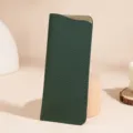 Dunkelgrüne Brillenetui aus echtem Leder mit Litschimuster und offenem Design - Dunkelgrün