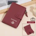 Portapassaporto RFID in vera pelle e portafoglio da viaggio in rosso bordeaux elegante - Borgogna