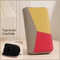 Lange RFID-Schutz Geldbörse aus echtem Leder im stilvollen Khaki-Colorblock-Design - Khaki