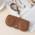 Genuine leather sunglasses pouch in brown with convenient wrist strap and gold hardware - Brown