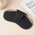 Étui à lunettes souple en cuir grainé noir avec surpiqûres blanches élégantes - Noir