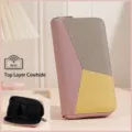 Modische RFID lange Lederbrieftasche in Pink mit Patchwork-Design und Akkordeon-Kartenfach - Hellrosa
