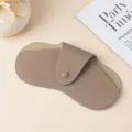 Custodia per occhiali in pelle martellata taupe con chiusura a scatto e cuciture bianche - Kaki