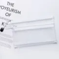 Minimalist white double-layer A6 nylon mesh zipper pencil case and travel organizer pouch - A6 Double Layer / White