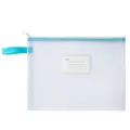 Multifunctionele witte gaas documententas met blauwe rits en index-etiketkaarthouder - A4-Label-Sky Blue
