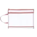 Professional A4 double-layer nylon mesh file bag with pink zipper trim and carry handle - A4 single layer / Morandi + Pink
