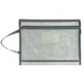 Grey transparent mesh A4 document bag with double zipper and handle for student storage. - Double Layer Chinese / Gray