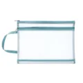 Premium light blue A4 nylon mesh document bag featuring double layers and handle - A4 single layer / Morandi + Blue