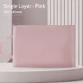 A4 Morandi pink canvas file document bag with zipper handle and single layer design - Single Layer / Pink