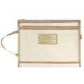 Transparent mesh A4 file bag, double layer zipper document storage bag for students. - Double Layer Math / Beige