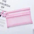 Estuche de malla de nailon rosa de doble capa tamaño A6 para papelería y documentos - A6 Doble Capa / Rosa