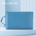Minimalist blue A4 canvas document storage bag with zipper and portable handle for office - Single Layer / Blue
