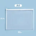 A4 white mesh zipper file pouch, transparent PVC document storage bag, 33 x 23.5 cm size - A4 Specification / 33x23.5cm