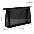 Large black mesh cosmetic storage bag for travel with zipper closure 25.5x17x8cm - Large Size (8001)