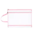 A4 mesh file bag with double-layer zipper compartments in pink and white trim - Macarons + shrimp powder