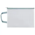 A4 Transparante mesh documententas met stevig handvat en Morandi lichtblauwe ritsrand - Blauw