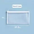 White transparent PVC mesh pencil case storage bag with zipper and 21.5x12cm size - Pencil Case / 21.5x12cm