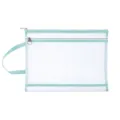 Light green A4 nylon mesh document bag with double zipper and convenient carrying handle - Macarons + light green