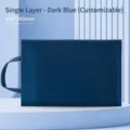 Dark blue Morandi A4 canvas document bag with portable handle and zipper for students - Single Layer / Dark Blue
