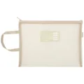 Beige mesh A4 document bag with handle zipper school subject file folder storage organizer - Single Layer Math