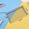 Transparent gray mesh pencil bag with zipper, 205x115mm size for student school stationery - Single Layer / Gray