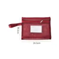 Burgundy mesh double-layer file bag with zipper, index card slot and handle - A5 Double Layer / Red