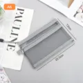 Portable grey A6 mesh nylon double zipper pouch organizer for students and office - A6 Small / Gray