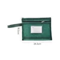 Durable green mesh zipper file bag with index label and handle, size 24.5x18.5cm - A5 Double Layer / Green