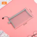 Grey A6 mesh nylon pencil case with dimension markers for school stationery storage - A6 Small / Gray