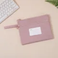 Morandi pink B4 waterproof oxford file bag with index card slot and wrist strap - Double Layer (Foldable Handheld) / A5 / Pink