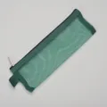 Multifunctional dark green mesh storage bag for makeup brushes and pencils with zipper - Green