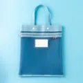 Durable blue double-layer mesh handbag for file and stationery storage with zipper - Ink Blue