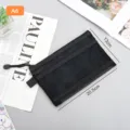 Black double-layer mesh nylon zipper storage pouch for stationery and documents 20.5x13cm - A6 Small / Black