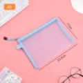 Light blue A5 mesh nylon zipper pouch for stationery and student exam document storage - A5 Medium / Blue