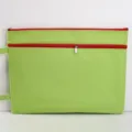 Green A4 oxford cloth file bag featuring double layer red zippers and handle strap - Layered Style / Green