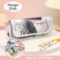 Federmäppchen aus Segeltuch im japanischen Stil, Schreibwaren-Organizer in Manga-Rosa - Manga Rosa