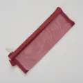 Portable burgundy mesh storage bag for makeup brushes and eyeliner pencils for travel - Red