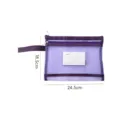 Purple mesh double-layer zipper document pouch with index card window, 24.5x18.5cm size - A5 Double Layer / Purple