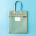 Large capacity green mesh tote file bag for stationery and student book storage - Dark Green
