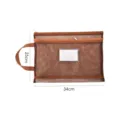 Vintage brown mesh A4 document organizer bag with handle and label slot, 34x25cm size. - A4 Double Layer / Brown