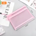 Pink double-layer mesh nylon zipper pouch A5 size document organizer for students 24x17cm - A5 Medium / Pink