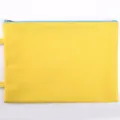 Durable yellow A4 Oxford cloth file bag with blue zipper and side handle for office - Single Layer / Yellow