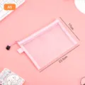 Pink A5 transparent mesh nylon storage bag for stationery, dimensions 23.5x17cm, zipper closure - A5 Medium / Pink