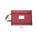 Red A4 double-layer mesh file bag with handle and index label card - A4 Double Layer / Red
