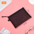 Black A5 nylon mesh zipper storage bag for organizing stationery and office supplies - A5 Medium / Black