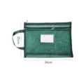 Dark green A4 double-layer mesh document bag with handle, 34x25cm dimensions - A4 Double Layer / Green